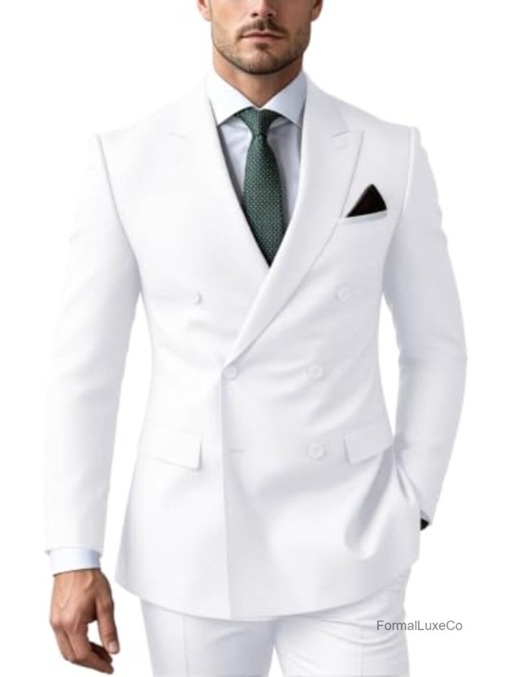 Men's 2-Piece Double Breasted Slim Fit Suit Set with Blazer & Pants, Regular